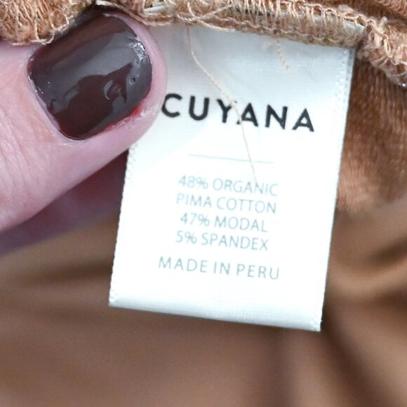 Cuyana Large Tan Terry Pima Cotton Joggers Cropped - Picture 6 of 7